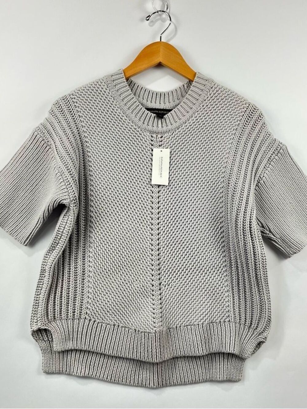 Banana Republic Cotton Blend Chunky Knit Sweater Short Sleeve Size M NWT